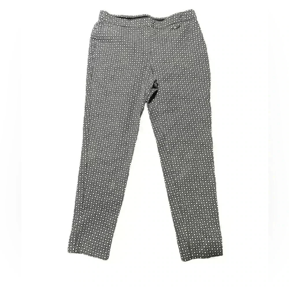 Vince Lightweight, Black Pattern Pants with Stretch, Cotton Blend, Size S